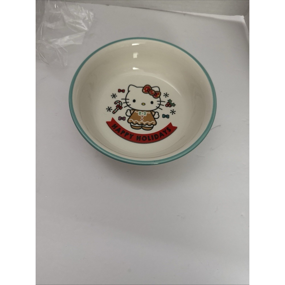 Hello Kitty Christmas Gingerbread 6" Rare Anti-Skid Bottom Pet Bowl NEW